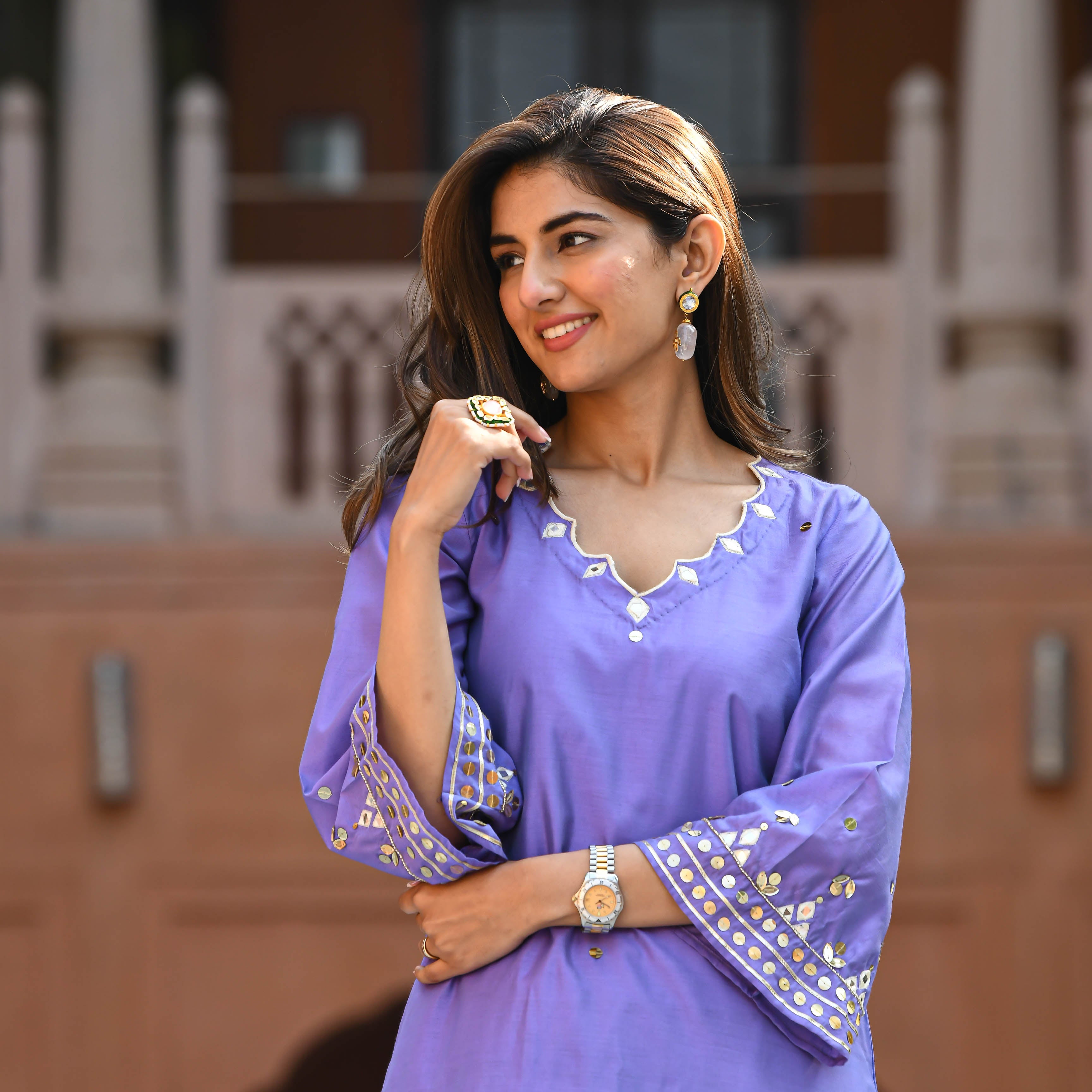 Purple Embroidered Kurta Pant Set For Women Online